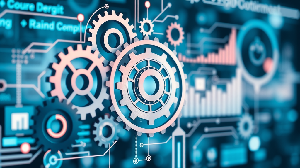 content automation, digital gears, and workflow metaphor for marketing automation software