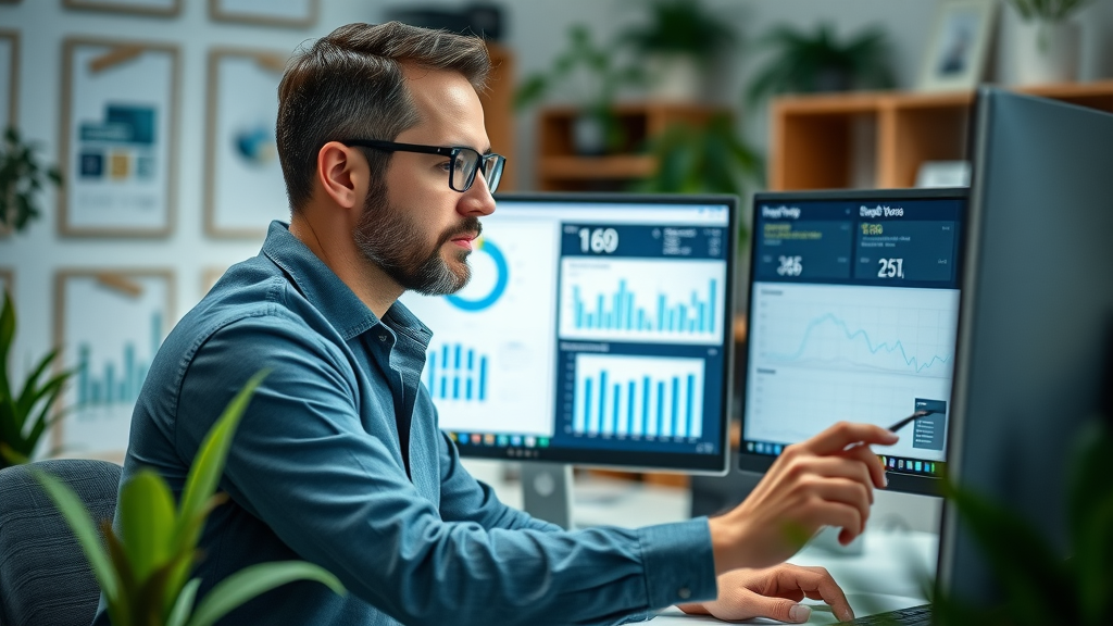 Marketer analyzing customer engagement data and engagement platform dashboards for online strategy improvement