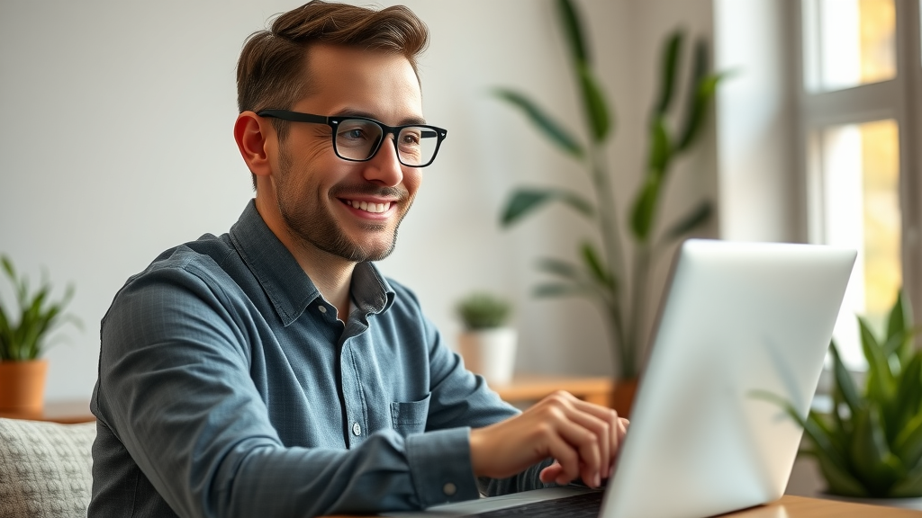 blog post visibility strategies - Business owner reviewing rising blog traffic statistics at home workspace