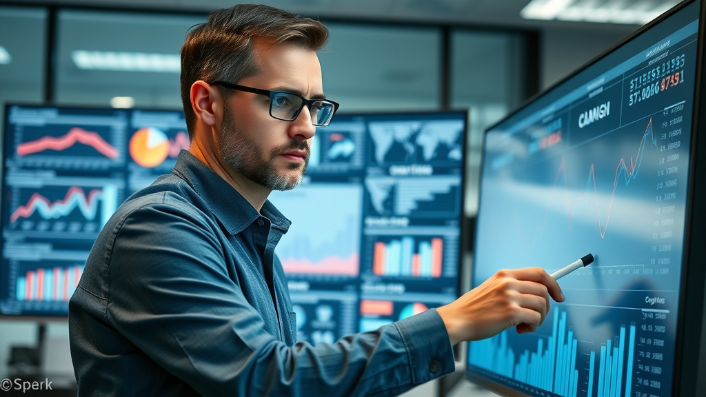 dedicated analyst reviewing social media marketing campaign performance dashboard, annotating graphs