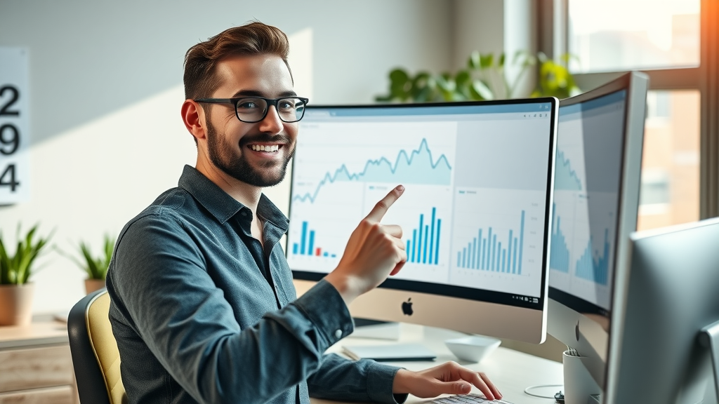 small business owner reviewing website analytics, importance of website for business growth