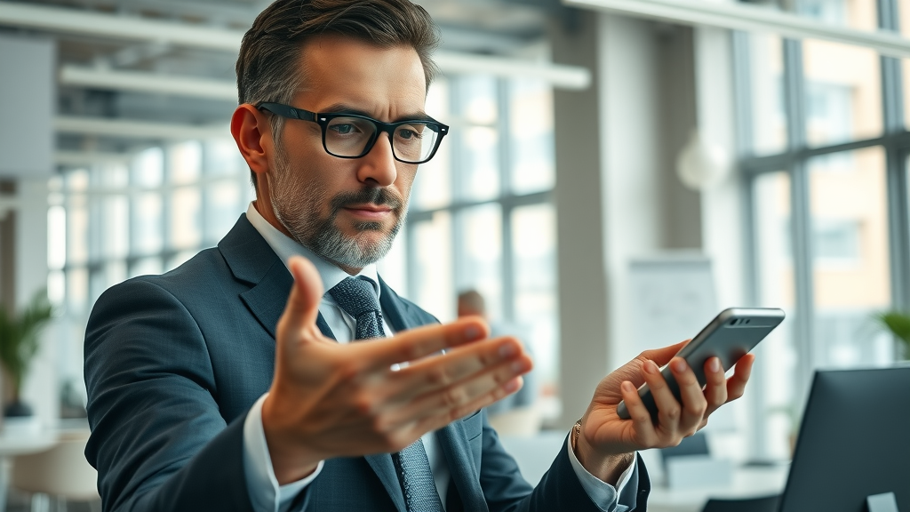 business leader evaluating multi-channel marketing strategies with digital dashboards