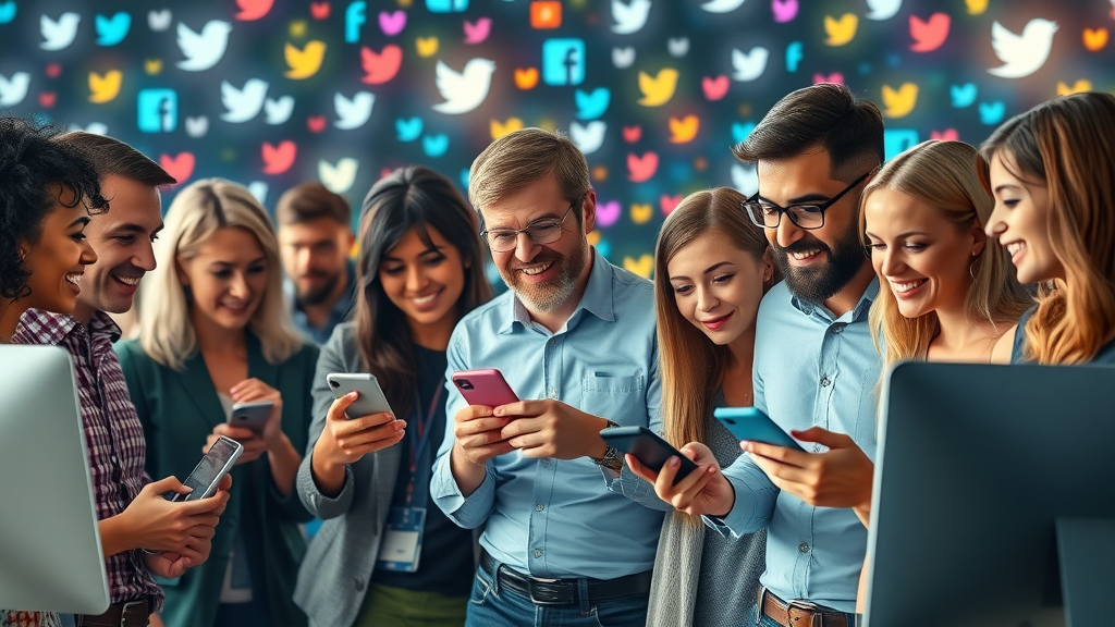 Social media managers engaging customers online through digital channels and diverse devices, increasing digital engagement
