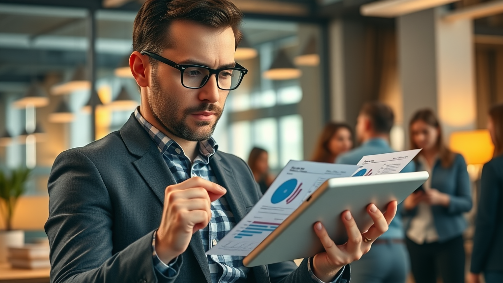 Inspiring marketing strategist analyzing event data for small business marketing strategy