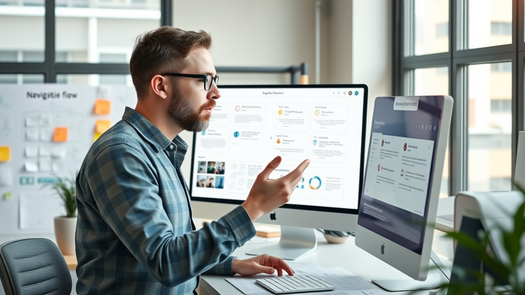 organized content hub structure, ux designer reviewing navigation flow for business growth