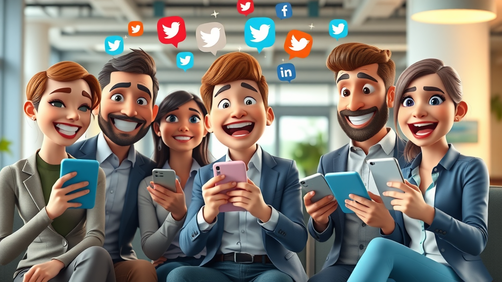 Business team sharing blog posts on social media using small business blogging strategies