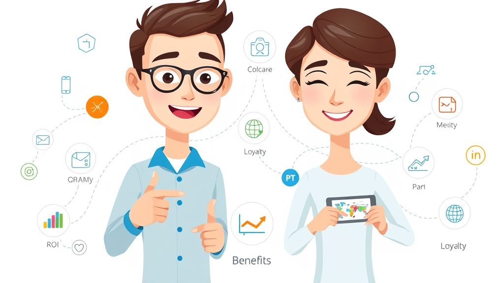 Infographic showing benefits of email marketing including ROI, loyalty, analytics, advantages in modern digital marketplace