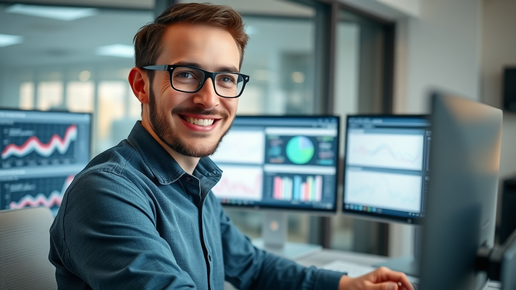 smiling data analyst reviewing personalized AI content recommendation systems
