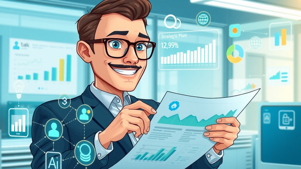 AI-powered content creation digital marketer reviewing AI-generated charts and workflow