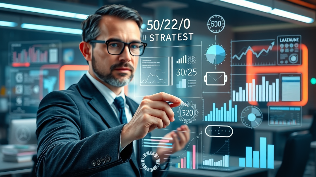 business strategist applying the 80/20 rule to social media promotion for blogs with a content strategy board