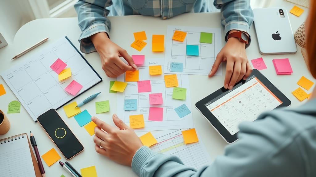 content manager planning a social media content calendar, consistent media content for businesses