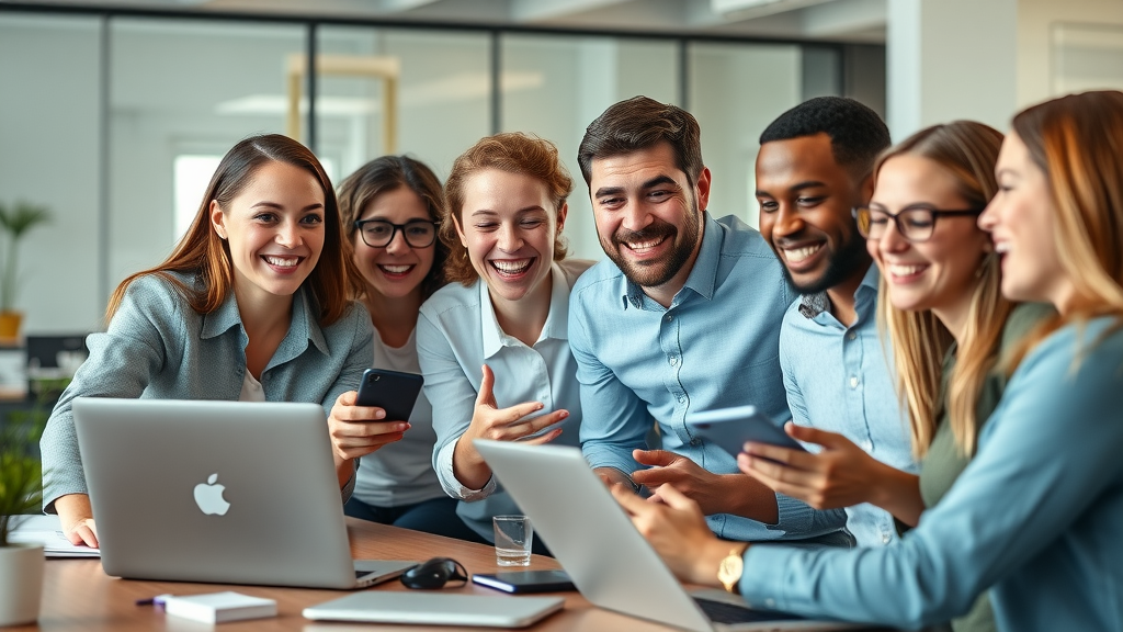 Small business team collaborating on digital content marketing strategies for small businesses
