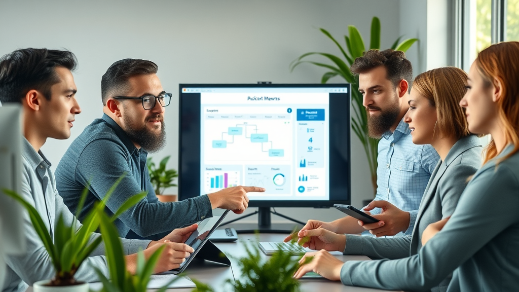 Innovative teamwork session, humans and ai assistant collaborating, ai tools for workflow