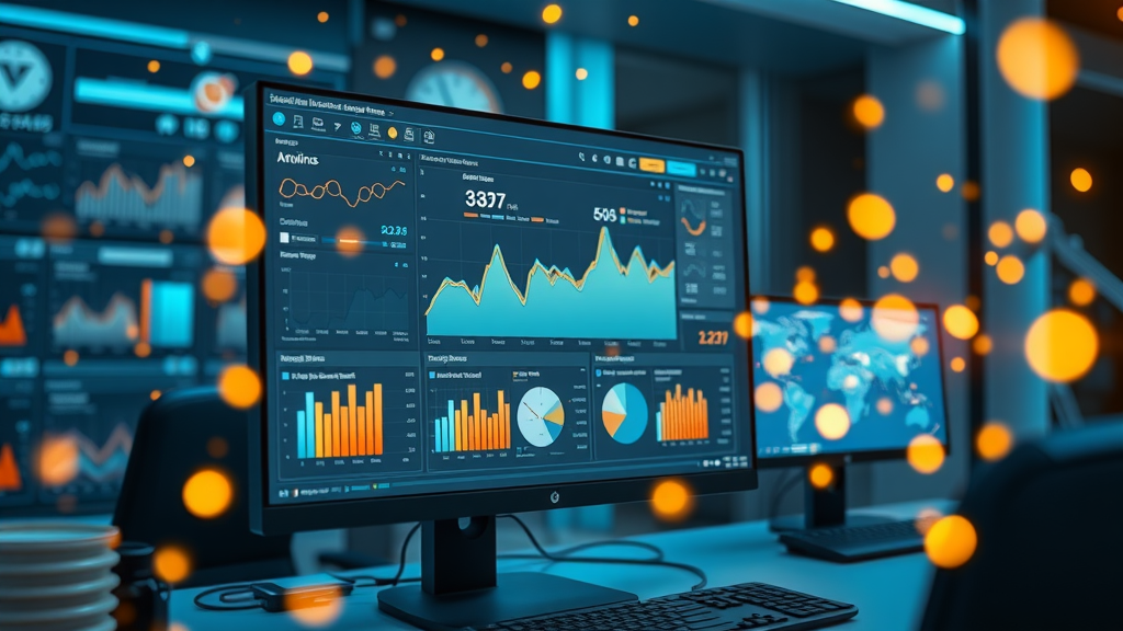 analytics dashboard displaying charts and traffic stats for business online presence