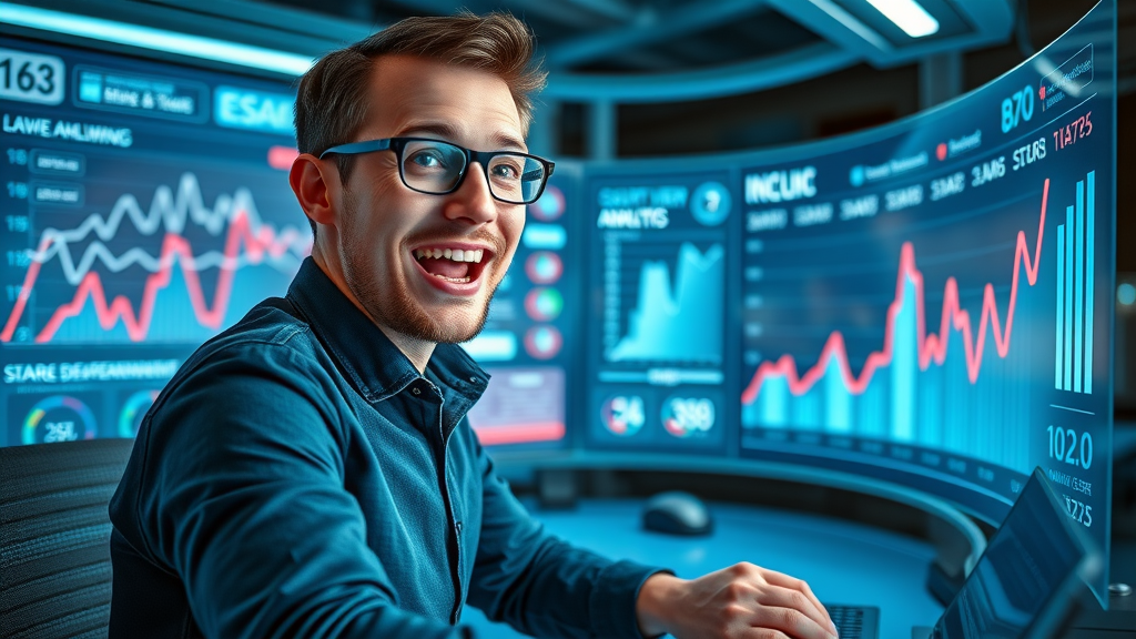 increasing website traffic with blogs - Blogger celebrating rising blog analytics metrics