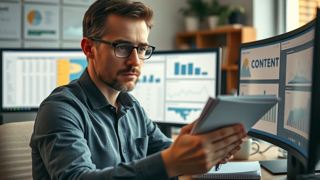 marketer performing content audit for strategic content development