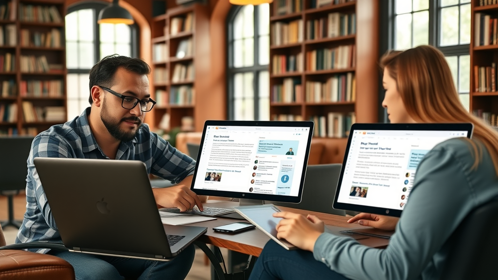 Dedicated business bloggers reviewing blog post drafts for SEO in small business blogging strategies