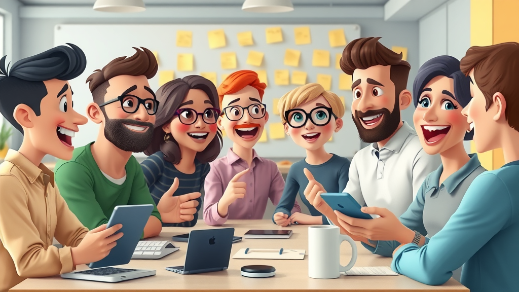 diverse content creators collaborating on media and social media marketing strategies
