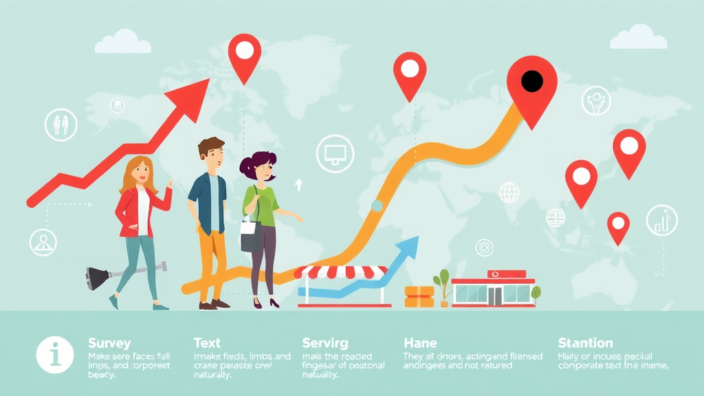 Infographic showing upward trends for local ranking and customer engagement through local SEO tips