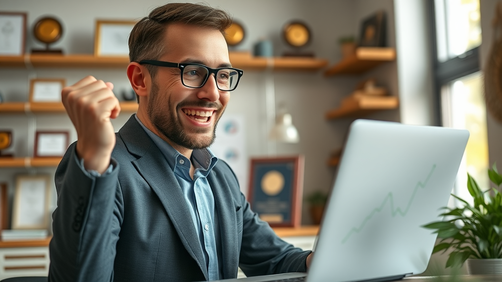 small business owner reviewing analytics after successful social media promotion for blogs