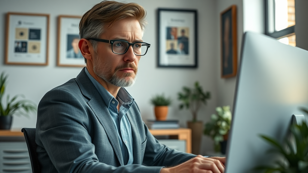 Business manager monitoring online reviews and managing local marketing ideas for small business