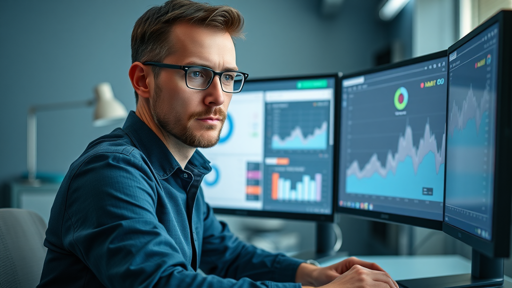 seo optimization blog traffic - Digital marketer optimizing blog posts using SEO dashboards